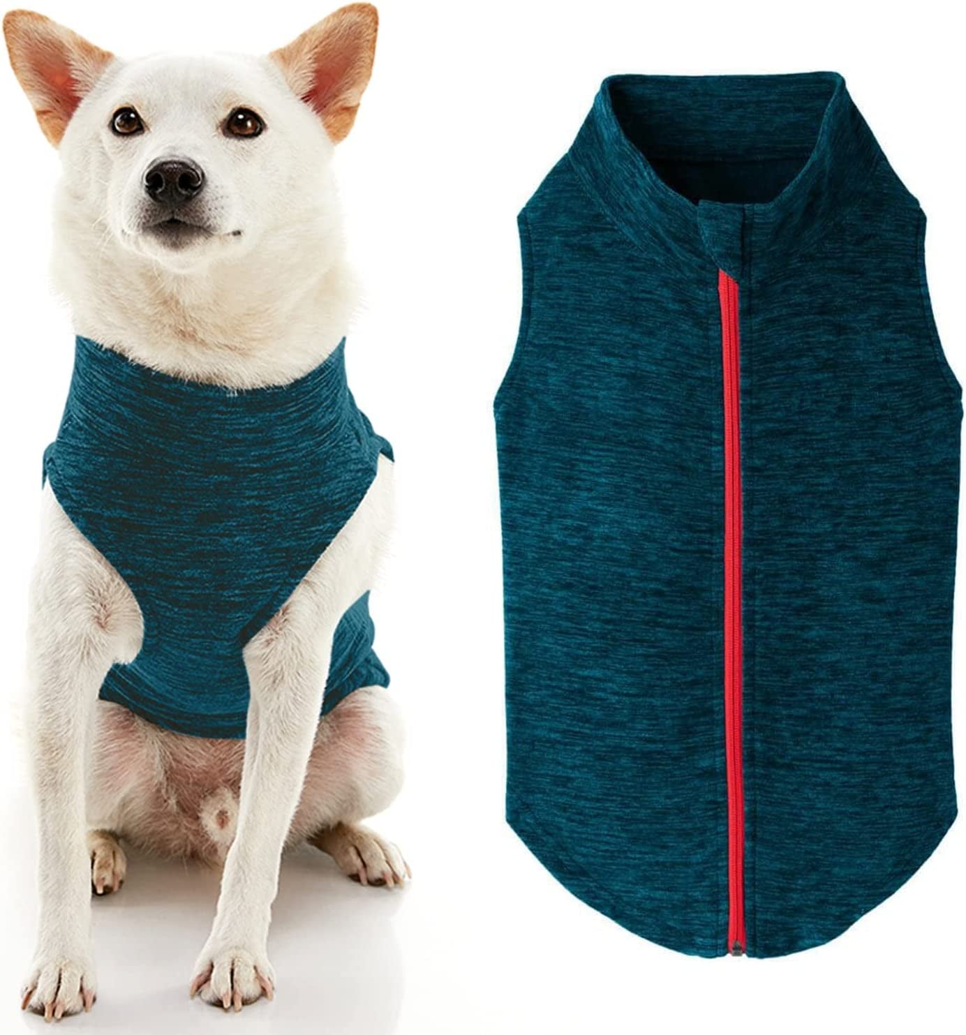 Gooby Zip up Fleece Dog Sweater - Blue, Medium - Warm Pullover Fleece Step-In Dog Jacket with Dual D Ring Leash - Winter Small Dog Sweater - Dog Clothes for Small Dogs Boy and Medium Dogs Animals & Pet Supplies > Pet Supplies > Dog Supplies > Dog Apparel Inafiction USA Turquoise Wash 3X-Large chest (~28.5") 