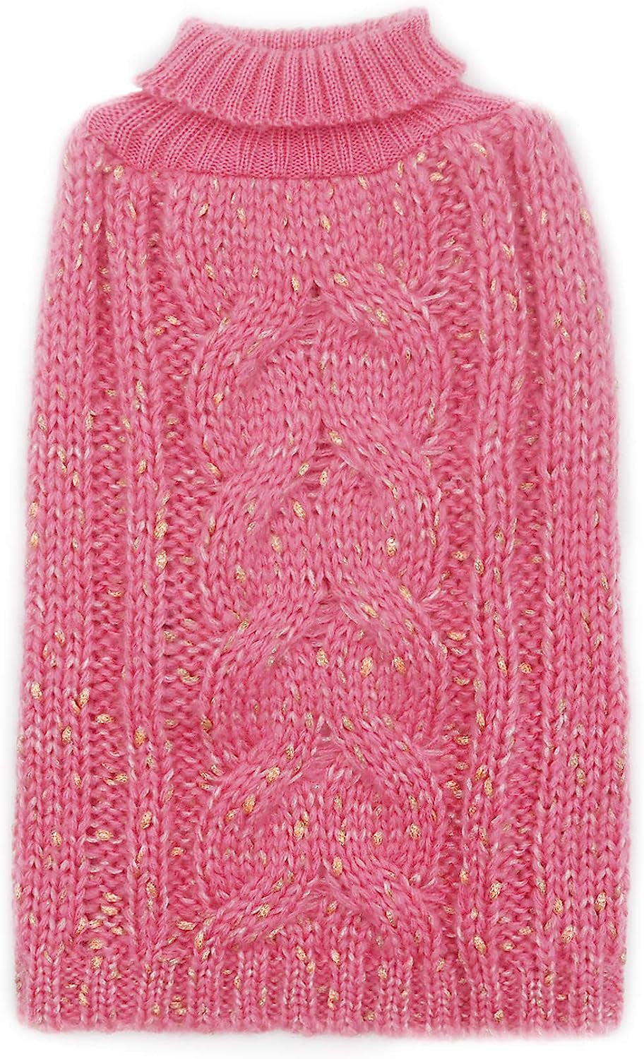 KYEESE Dog Sweaters Turtleneck Beige Small Dog Sweater Knitwear Pullover Warm Pet Sweater with Golden Yarn Decors Animals & Pet Supplies > Pet Supplies > Dog Supplies > Dog Apparel kyeese Pink XX-Large 