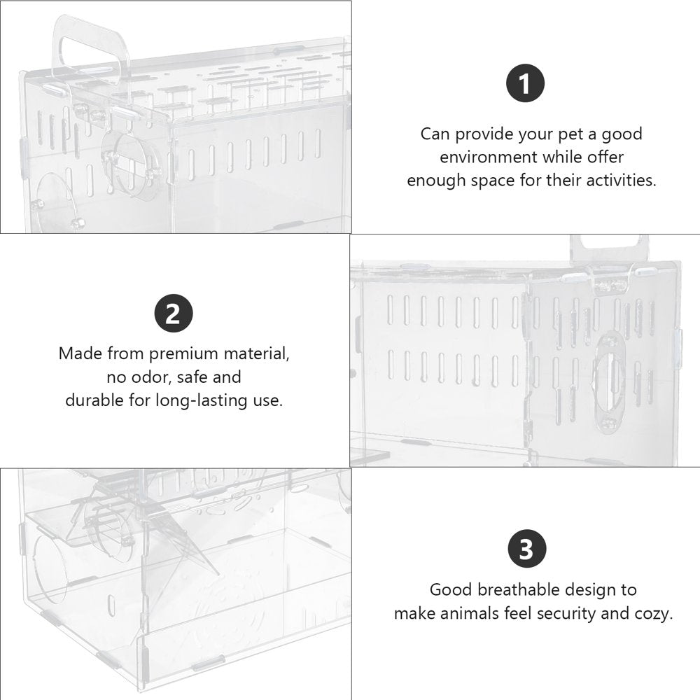 Etereauty Hamster Cage House Small Habitat Reptile Animal Gerbil Box Hideout Guinea Dwarf Pet Rat Acrylic Exercise Play Home Animals & Pet Supplies > Pet Supplies > Small Animal Supplies > Small Animal Habitats & Cages ETEREAUTY   