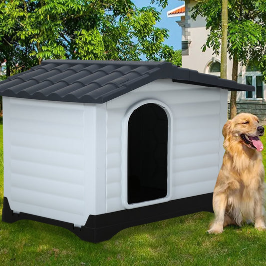 Plastic Dog House for Small Medium Large Dogs, 26 Inch High Large Doghouse Indoor Outdoor Durable Waterproof Pet House with Base Support for Winter Animals & Pet Supplies > Pet Supplies > Dog Supplies > Dog Houses Dog House 26.9" x 35.4" x 25.1"  