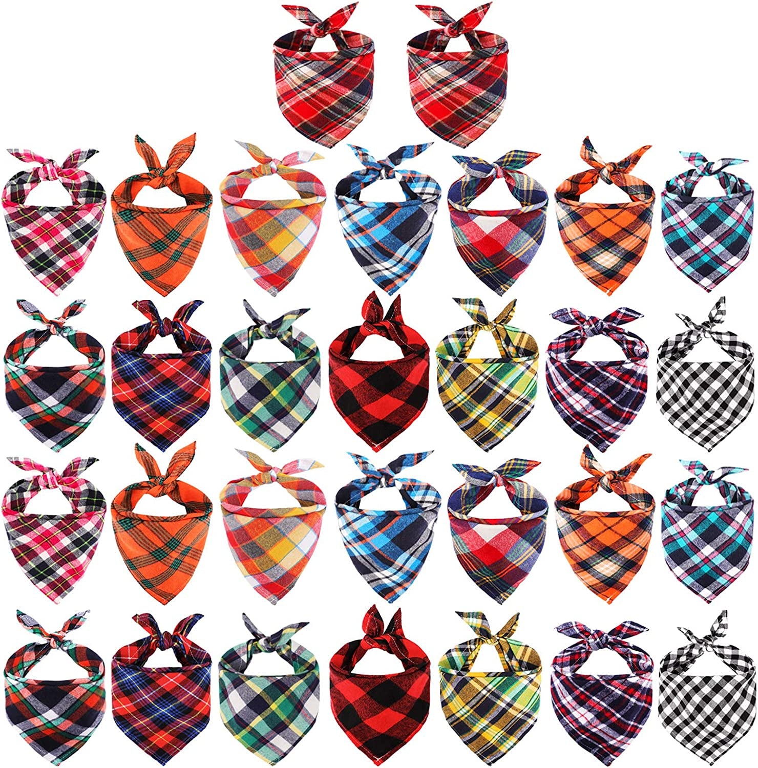 Segarty Dog Bandanas, 30 Pack 22.8"X15.7" Pet Scarf Triangle Plaid Bibs Accessories Bulk for Medium Small Dogs Cats Large Puppy Dogs, Washable Adjustable Reversible Boy Pets Birthday Kerchief Animals & Pet Supplies > Pet Supplies > Dog Supplies > Dog Apparel Segarty 30pcs_Diverse Plaid  