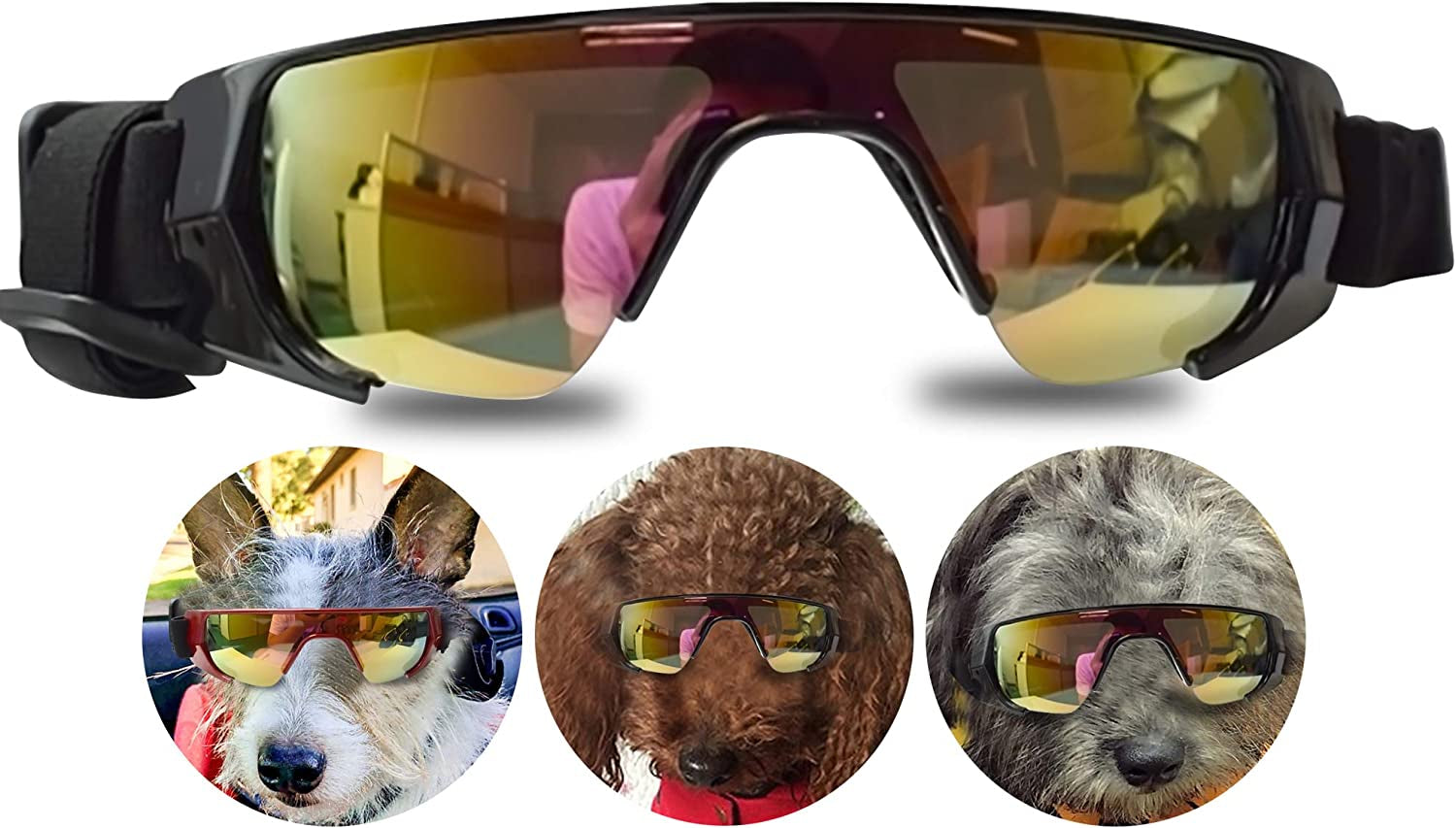 URBEST Dog Goggles, Eye Protection (New Version) Sunglasses Waterproof Windproof UV Protection for Medium Dogs (Pink) Animals & Pet Supplies > Pet Supplies > Dog Supplies > Dog Apparel URBEST Yellow+Black  