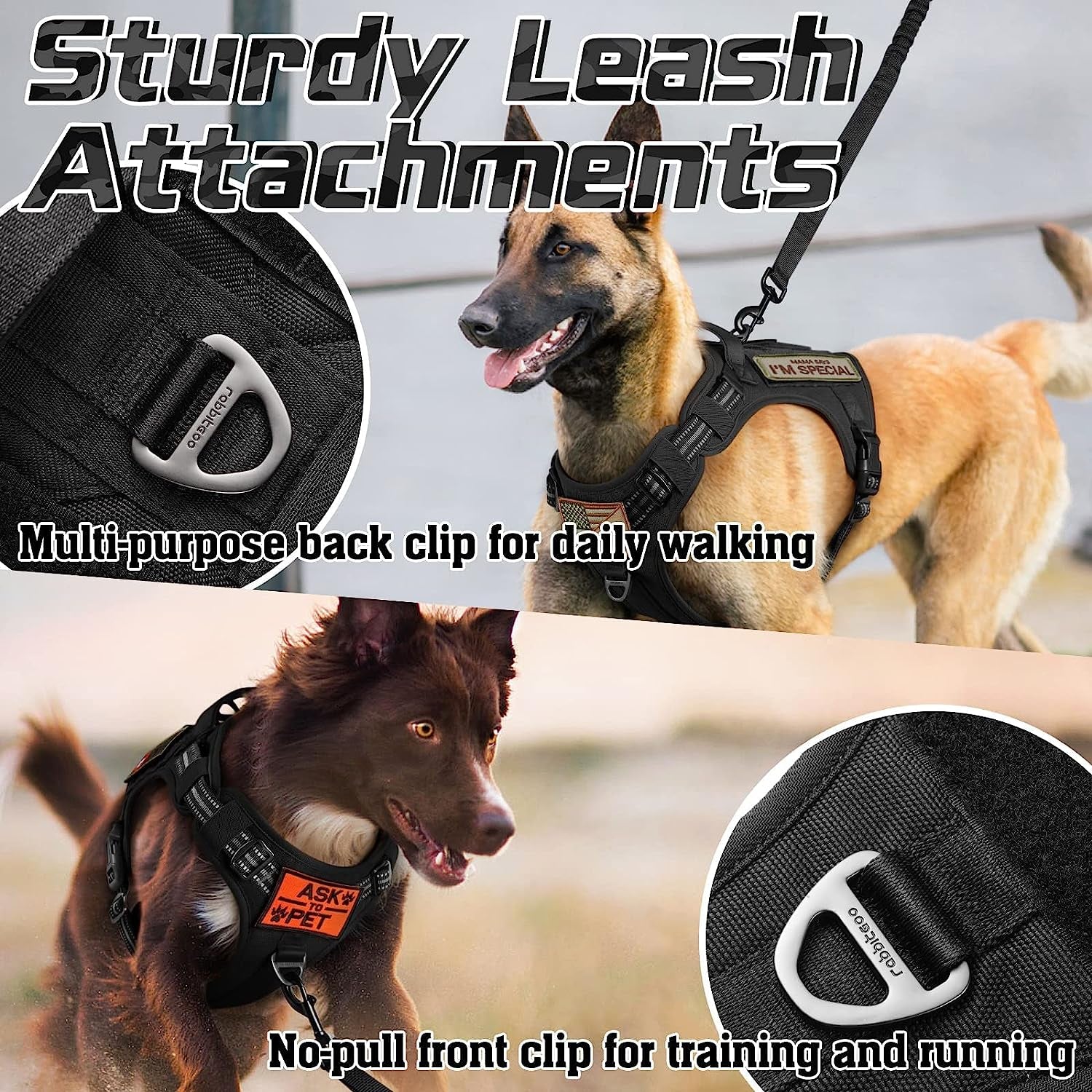 Rabbitgoo Tactical Dog Harness No Pull, Military Dog Vest Harness