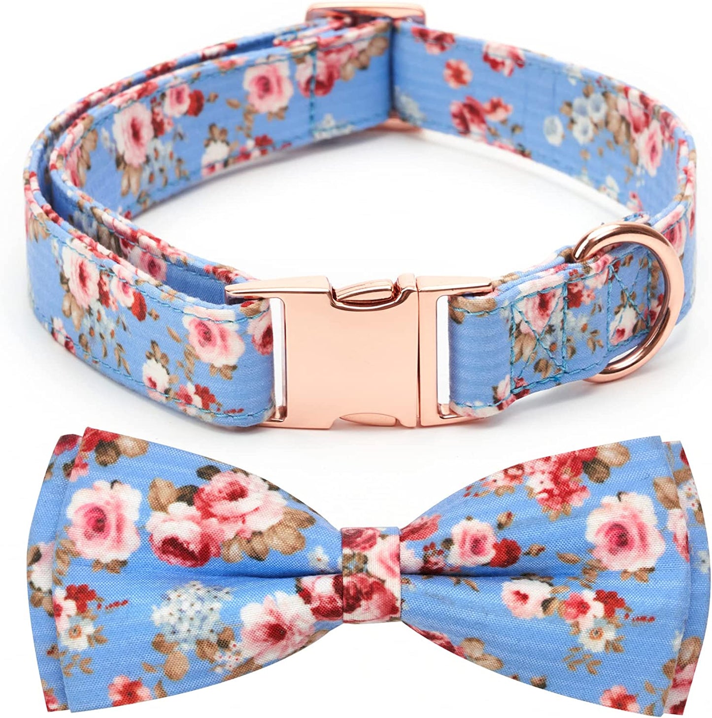 Thankspaw Soft Dog and Cat Collar with Bow Tie Print Flower Plaid Patterns Girl Dog Collars Adjustable Dog Collar for Small Medium Large Dogs Animals & Pet Supplies > Pet Supplies > Dog Supplies > Dog Apparel Thankspaw Rose Small 