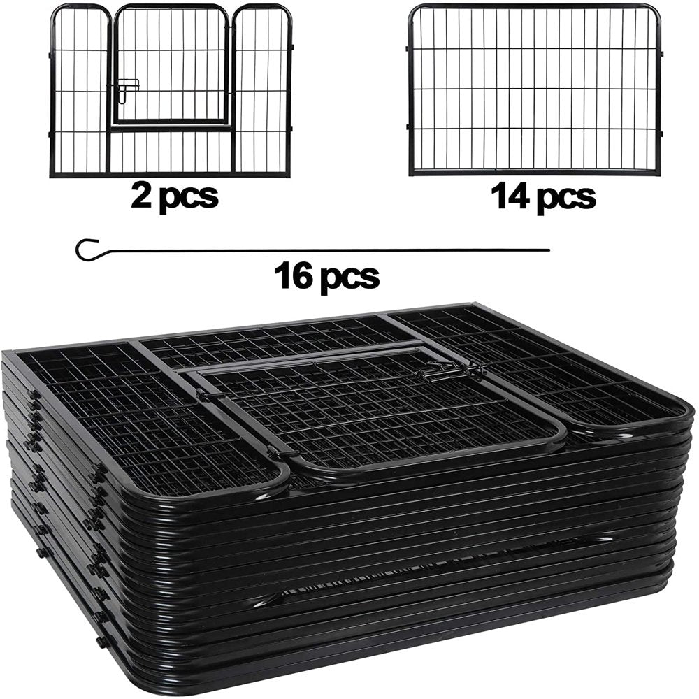 Howcool 31'' W X 24'' H Foldable Metal Exercise Pen & Pet Playpen Puppy Cat Exercise Fence Barrier Playpen Kennel - 16 Panels Animals & Pet Supplies > Pet Supplies > Dog Supplies > Dog Kennels & Runs Howcool   