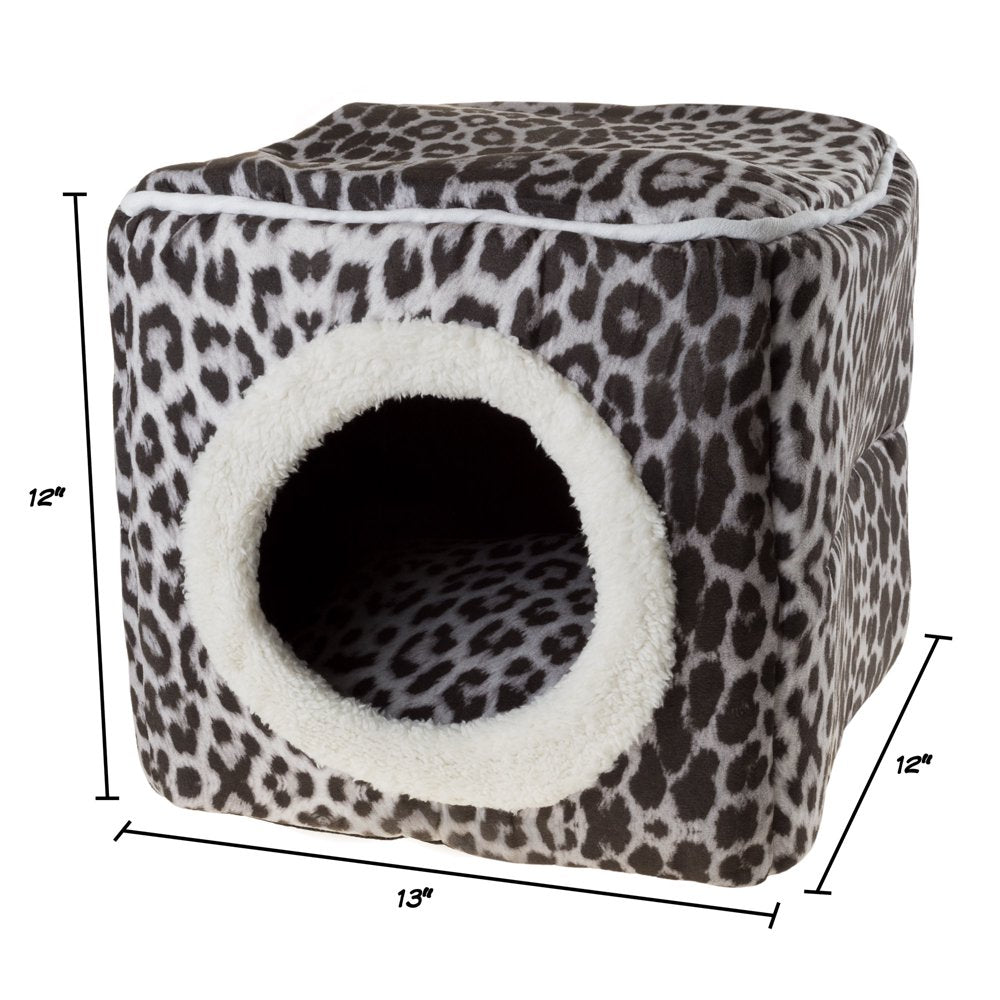 PETMAKER Covered Pet Cat Bed, Gray, Black Animal Print Animals & Pet Supplies > Pet Supplies > Cat Supplies > Cat Beds Trademark Global   