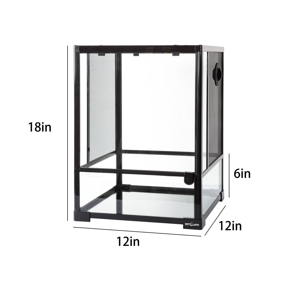 REPTILE 2 in 1 Reptile Glass Terrarium 10 Gallon 12"X12"X18", Single Swing Door with Screen Ventilation (Knock Down) Animals & Pet Supplies > Pet Supplies > Reptile & Amphibian Supplies > Reptile & Amphibian Substrates REPTIZOO   