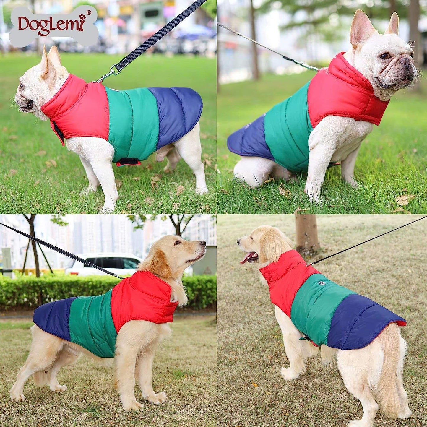 Double Sides Dog Vest Coat Winter Waterproof Colorful Pet Jacket for Small Medium Large Dogs (L, Green) Animals & Pet Supplies > Pet Supplies > Dog Supplies > Dog Apparel Besda   