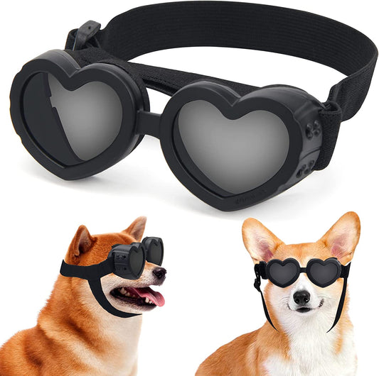 Small Dog Goggles UV Protection Goggles Coldairsoap Small Breed Dog Sunglasses Heart Shape Dog Sunglasses with Adjustable Strap, Pet Sunglasses Windproof Anti-Fog Dustproof Glasses (Black) Animals & Pet Supplies > Pet Supplies > Dog Supplies > Dog Apparel Coldairsoap Black  