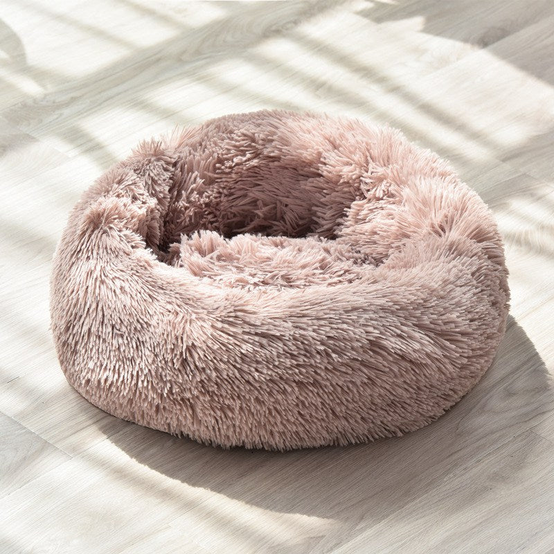 Pet Bed, Fluffy Luxe Soft Plush round Cat and Dog Bed, Donut Cat and Dog Cushion Bed, Self-Warming and Improved Sleep, Orthopedic Relief Shag Faux Fur Bed Cushion
