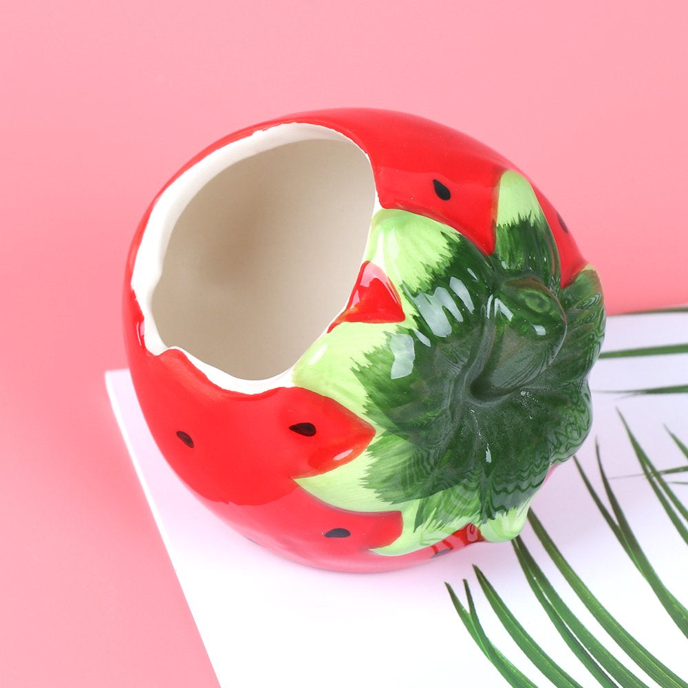 Ceramic Cartoon Strawberry Shape Hamster House Home Summer Cool Small Animal Pet Nesting Habitat Cage Accessories Animals & Pet Supplies > Pet Supplies > Small Animal Supplies > Small Animal Habitats & Cages NUOLUX   