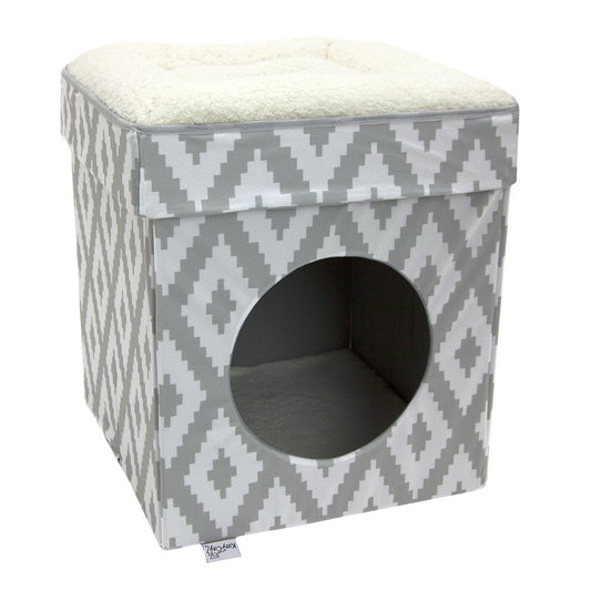 Kitty City Large Cat Bed, Stackable Cat Cube, Indoor Cat Condo and House, Gray, 19-In Animals & Pet Supplies > Pet Supplies > Cat Supplies > Cat Beds Sport Pet   