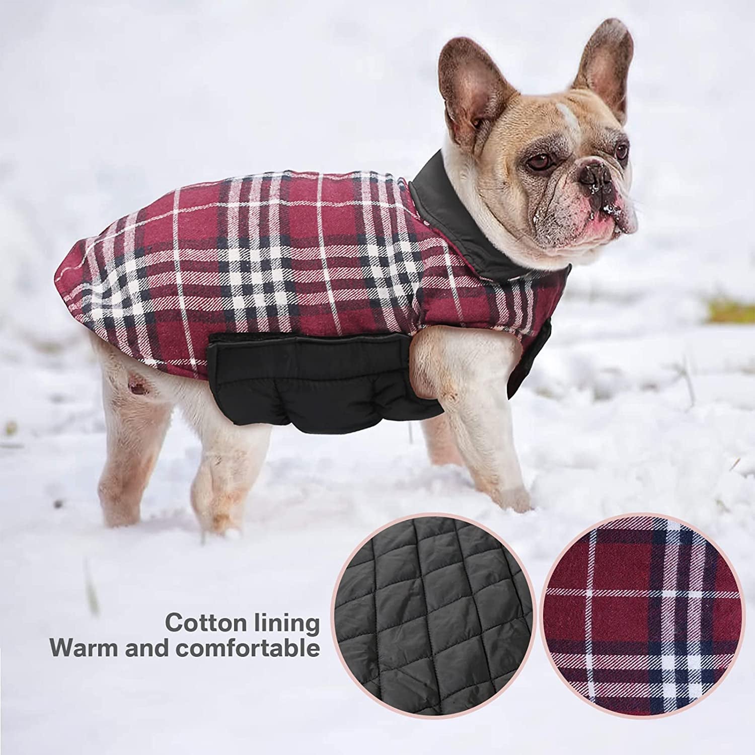 IREENUO Dog Jacket, Reversible Warm Dog Coat for Fall Winter, Puppy Padded Jacket for Small Medium Dogs Animals & Pet Supplies > Pet Supplies > Dog Supplies > Dog Apparel IREENUO   