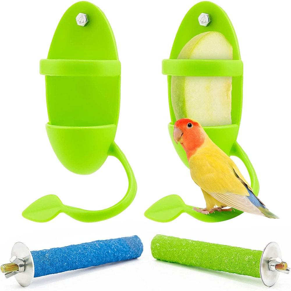 Bird Feeding Cup+Bird Perch Stand; Bird Toys,Cuttlebone Stand Holder Rack Birdcage Accessories Fruit Vegetable Storage for Birds Parakeets Cockatiels, Conures, Macaws, Lovebirds, Finches Animals & Pet Supplies > Pet Supplies > Bird Supplies > Bird Cage Accessories Znfrt   