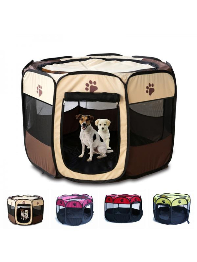 Eleaeleanor 1 PC Portable Collapsible Octagonal Pet Tent Dog House Outdoor Breathable Tent Kennel Fence for Large Dogs(Oxford Cloth+Pvc Material)