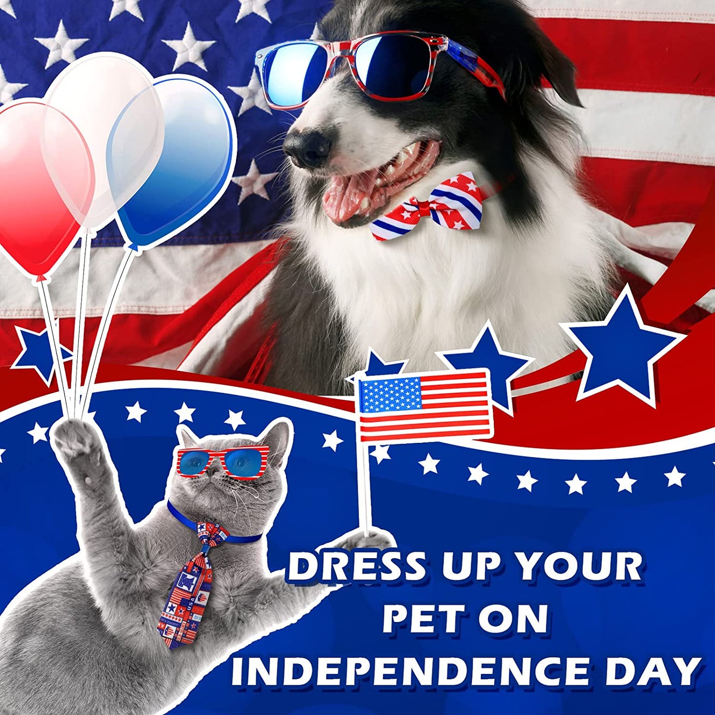 32 Pcs Independence Day Dog Bow Set Includes 16 Pieces 4Th of July Dog Bow Ties and 16 Pieces Dog Neckties with Adjustable Collar Pet Grooming Accessories for Patriotic Dogs Cats (Star Style) Animals & Pet Supplies > Pet Supplies > Dog Supplies > Dog Apparel Saintrygo   