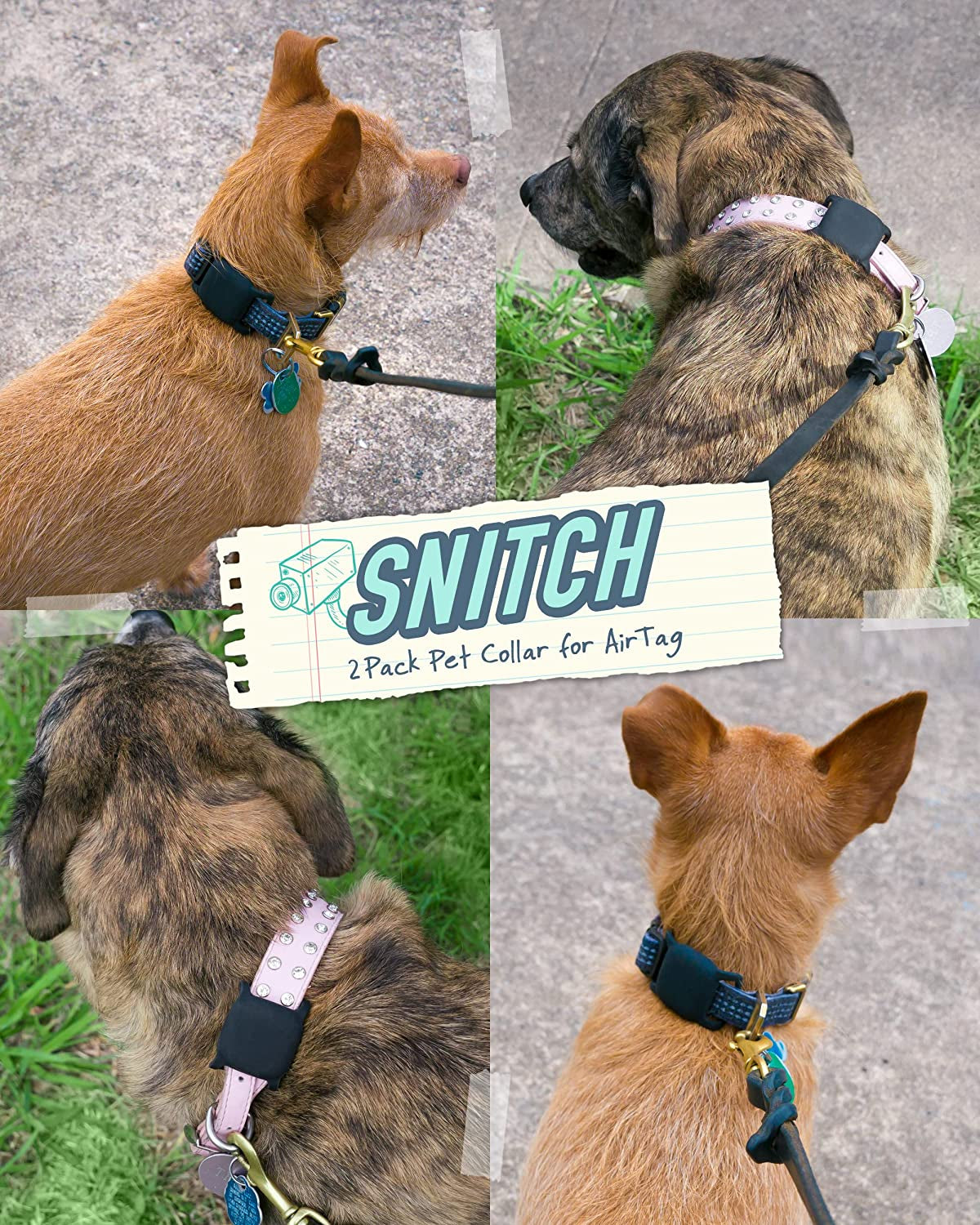 Smartish Pet Collar Holder 2 Pack for Apple Airtag® - Snitch Waterproof Airtag Cases for Small, Medium, Large Dogs/Pets [.5"-1.25" Collars] Easy-To-Clean Silicone Material Electronics > GPS Accessories > GPS Cases Smartish   