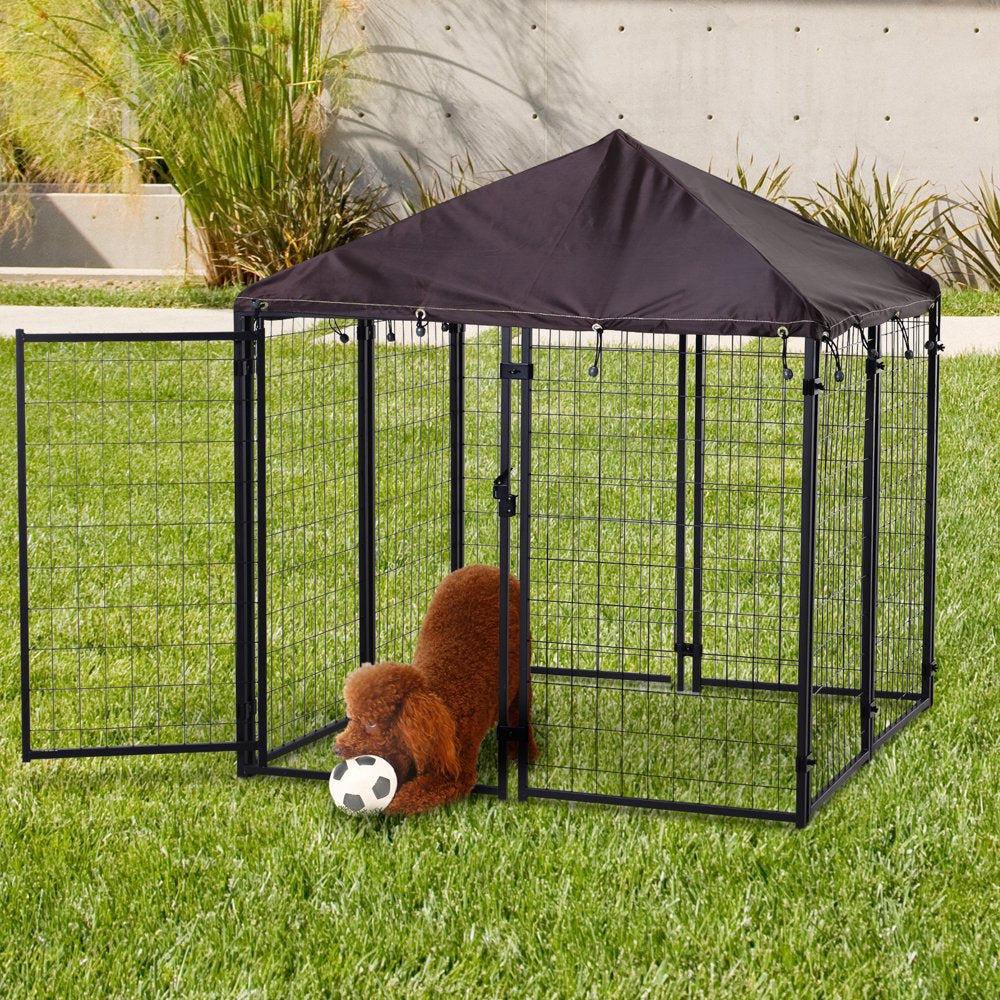 Pawhut Lockable Dog House Kennel with Water-Resistant Roof for Small and Medium Sized Pets, 4.7' X 4.7' X 5' Animals & Pet Supplies > Pet Supplies > Dog Supplies > Dog Kennels & Runs Aosom LLC   