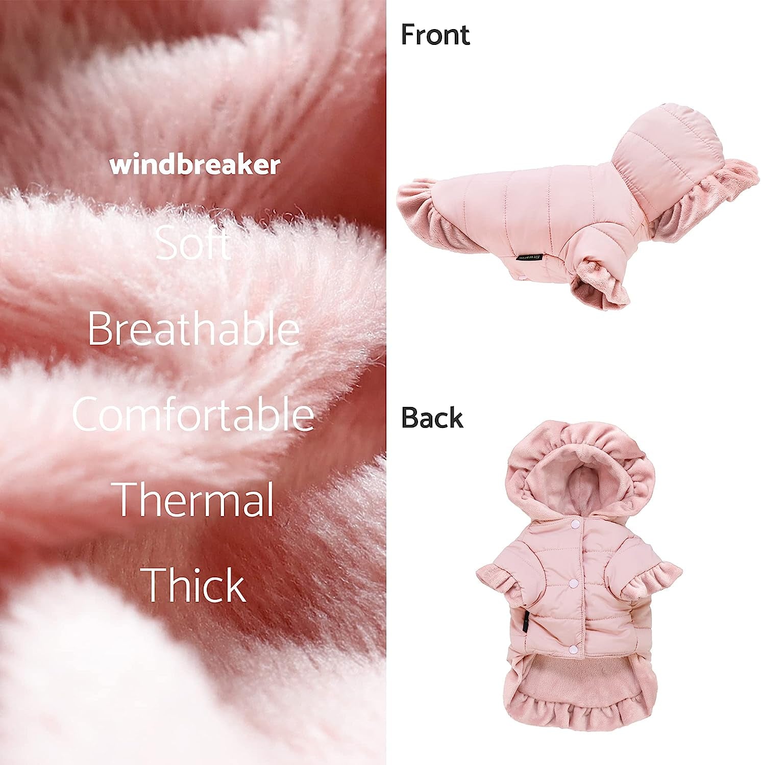 Fitwarm Ruffle Dog Coat, Puffer Jacket, Dog Winter Clothes for Small Dogs Girl, Pet Cat Hooded Outfit, Pink, Xsmall Animals & Pet Supplies > Pet Supplies > Dog Supplies > Dog Apparel Fitwarm   