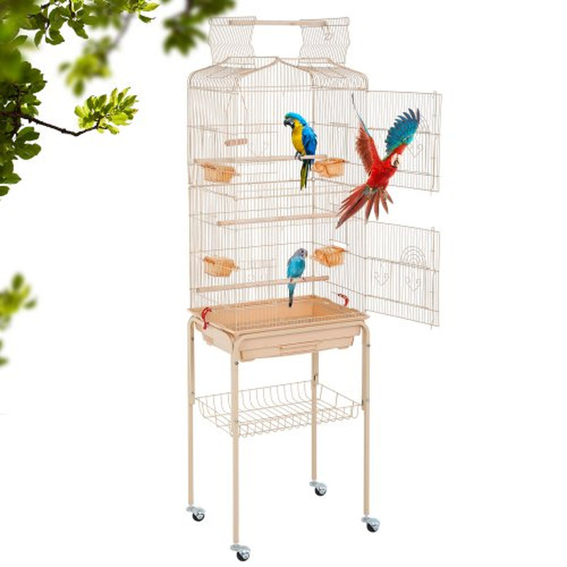 Furinno Small-Medium Bird Cage with Rolling Stand, 64 Inch, Black Animals & Pet Supplies > Pet Supplies > Bird Supplies > Bird Cages & Stands Furinno Almond  