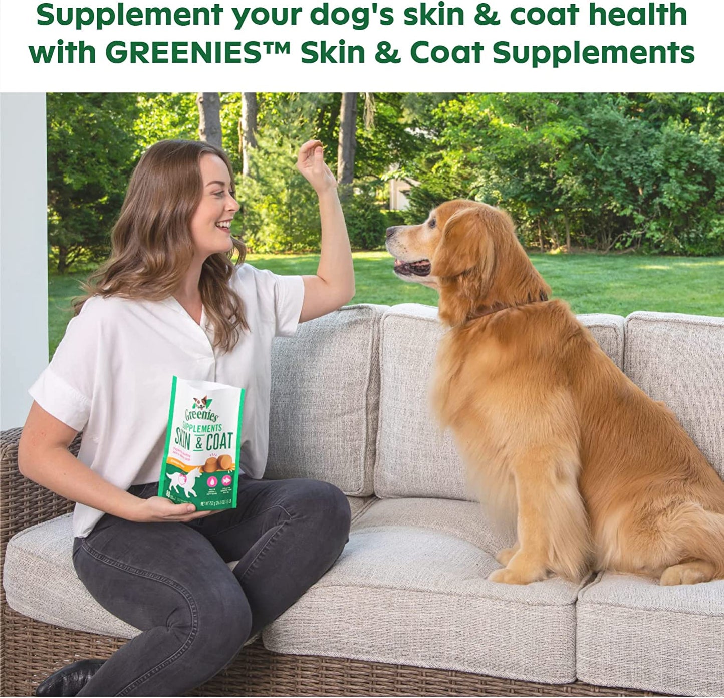 GREENIES Skin & Coat Food Supplements with Omega 3 Fatty Acids, 40-Count Chicken- Flavor Soft Chews for Adult Dogs Animals & Pet Supplies > Pet Supplies > Dog Supplies > Dog Apparel Mars Petcare   