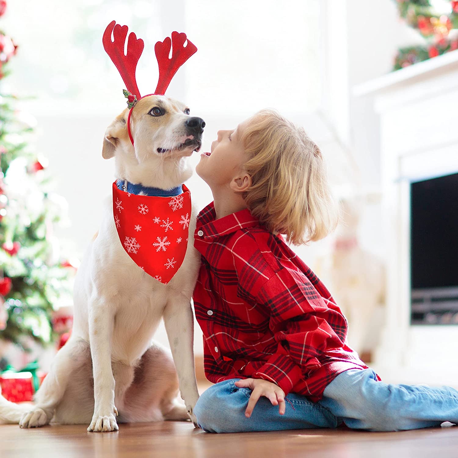 Dog Christmas Bandana,Nevirige Dog Bandanas Boy/Girl Breed 2 Pcs,Reversible Triangle Dog Scarf Bibs for Large Medium Dogs Animals & Pet Supplies > Pet Supplies > Dog Supplies > Dog Apparel NEVIRIGE   