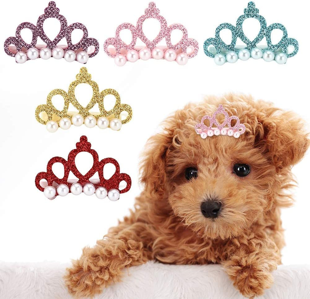 25PCS Crown Hair Clip for Pet, Colorful Shining Hairpin Grooming Accessories for Cat Medium Small Cat Dog Animals & Pet Supplies > Pet Supplies > Dog Supplies > Dog Apparel Tnfeeon   