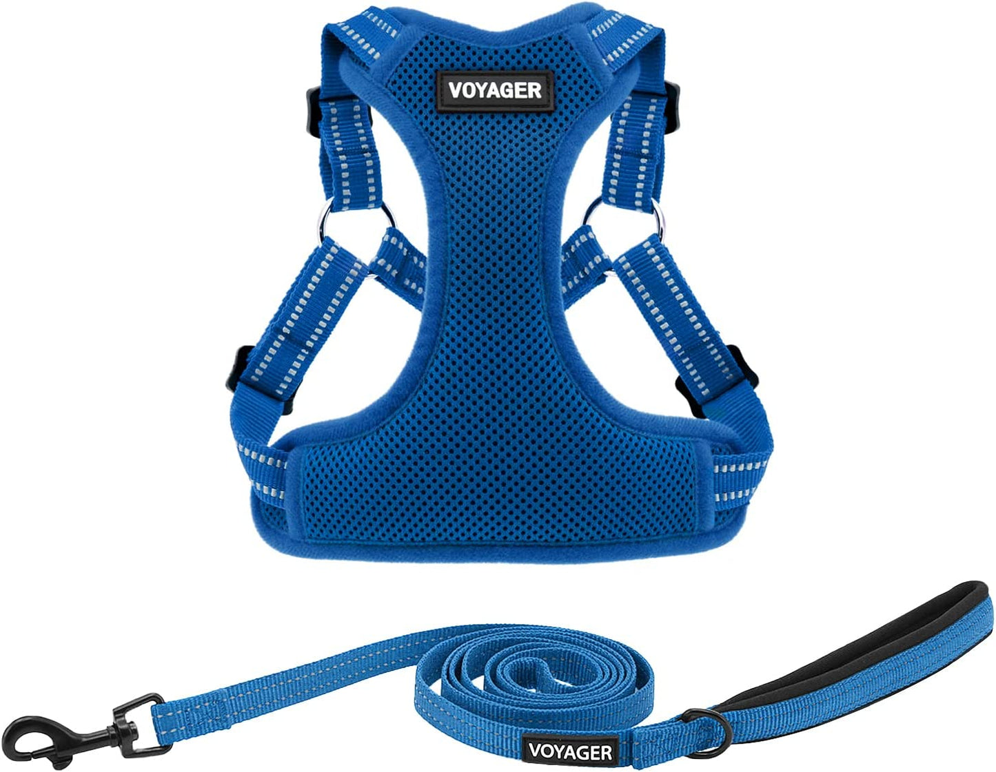 Best Pet Supplies Voyager Adjustable Dog Harness with Reflective Stripes for Walking, Jogging, Heavy-Duty Full Body No Pull Vest with Leash D-Ring, Breathable All-Weather - Harness (Red), M Animals & Pet Supplies > Pet Supplies > Dog Supplies > Dog Apparel Best Pet Supplies, Inc. Royal Blue (Leash Bundle) S (Chest: 15 - 18") 