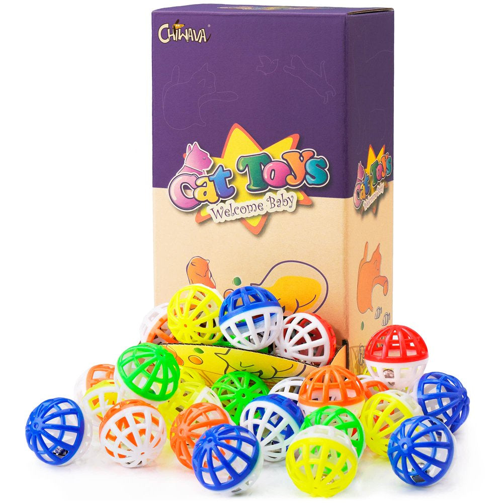 CHIWAVA 45PCS 1.6'' Cat Toy Ball with Bell Plastic Lattice Jingle Balls Kitten Chase Pounce Rattle Toy Assorted Color Animals & Pet Supplies > Pet Supplies > Cat Supplies > Cat Toys Wonpet Co., Ltd   