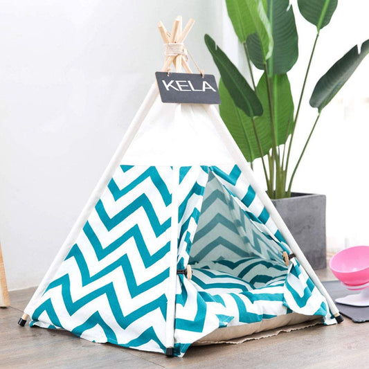 Pet Teepee Pet Tent for Dogs Puppy Cat Bed White Canvas Dog Cute House Pet Teepee with Cushion 24Inch Indoor Outdoor (Green) Animals & Pet Supplies > Pet Supplies > Dog Supplies > Dog Houses Ealing   