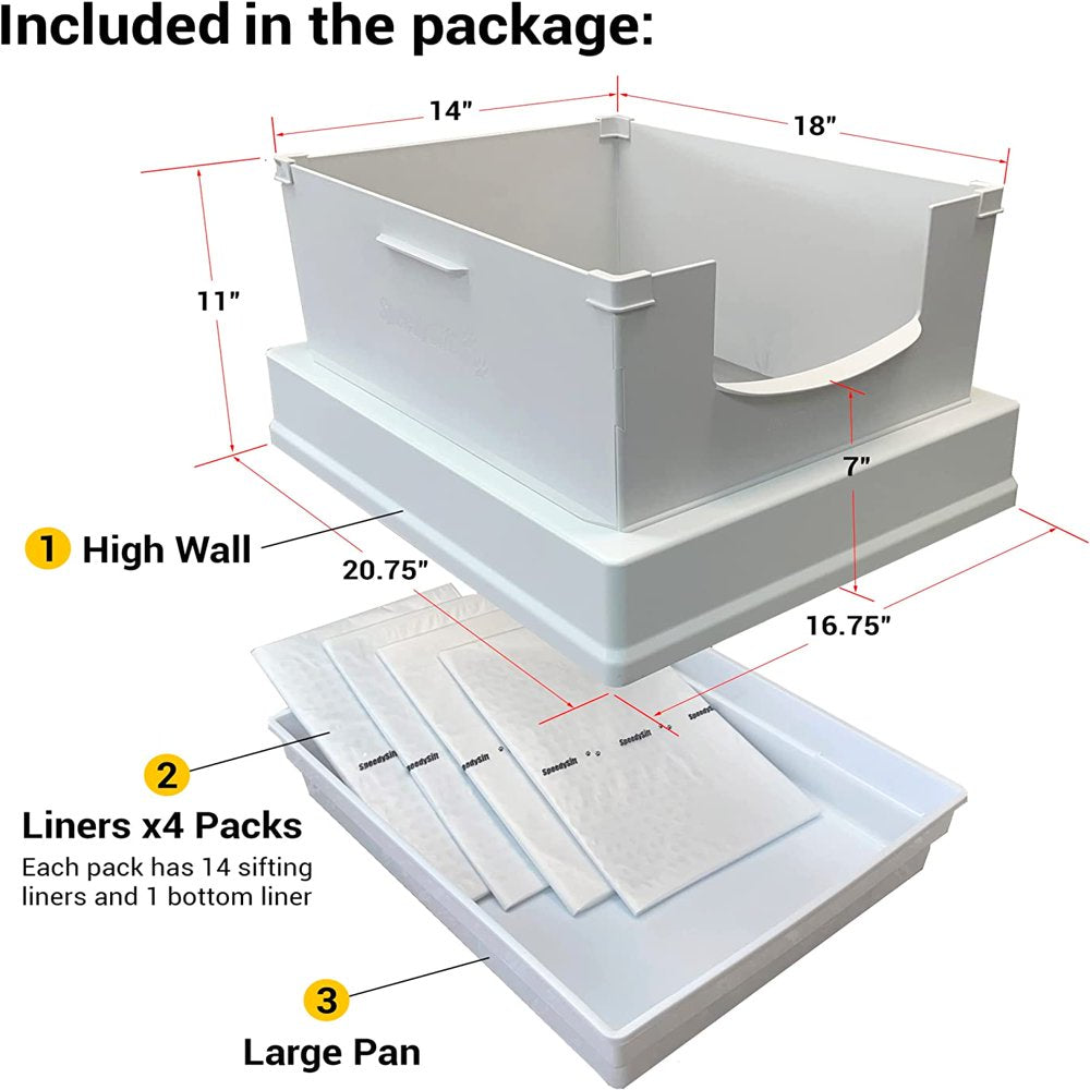 CHIE V2 Deluxe Cat Litter Box with 56Ct Standard Disposable Sifting Liners, 11" ABS+ PP High Sides, White Color Animals & Pet Supplies > Pet Supplies > Cat Supplies > Cat Litter Box Liners CHIE   