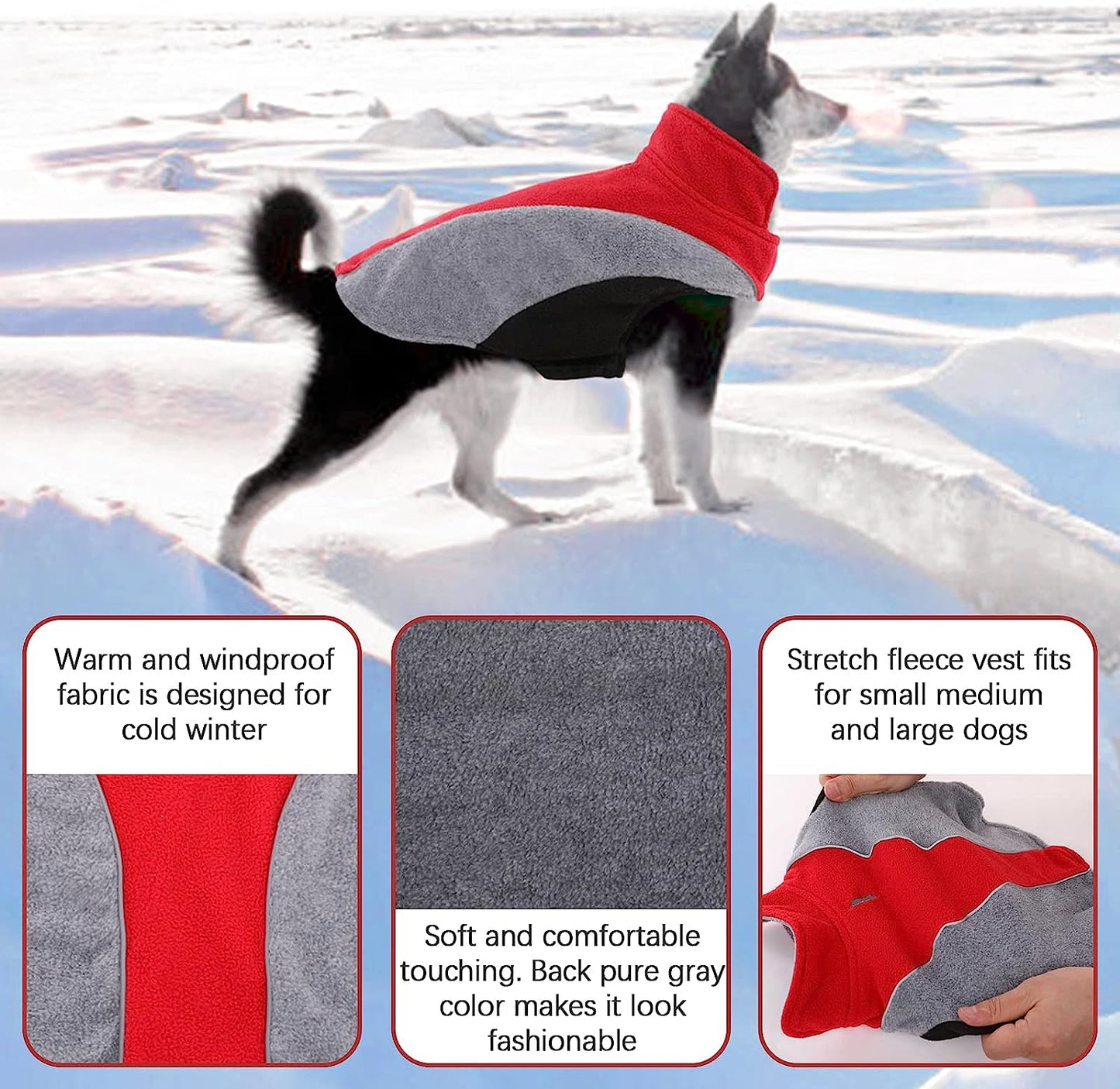 Kuoser Dog Fleece Vest, Reflective Dog Winter Coat Outdoor Jacket, Soft Reversible Cold Weather Dog Coat Warm Pet Apparel Puppy Clothes for Small Medium and Large Dogs Cats French Bulldog Labrador Animals & Pet Supplies > Pet Supplies > Dog Supplies > Dog Apparel Kuoser   