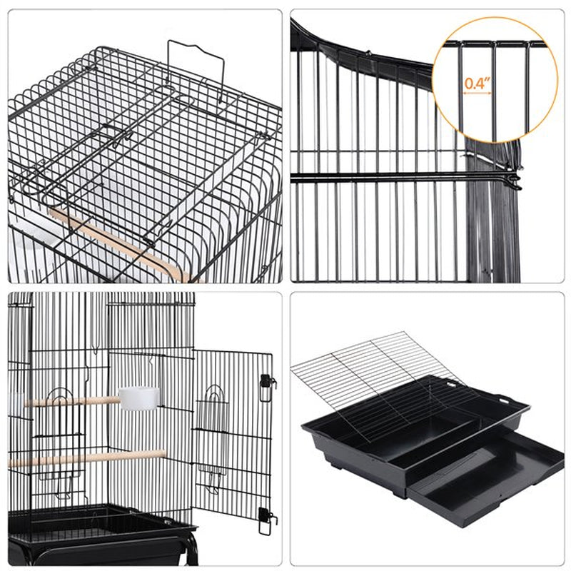 Smilemart 53.5" Metal Rolling Bird Cage with Play Top Stand, Black Animals & Pet Supplies > Pet Supplies > Bird Supplies > Bird Cages & Stands SmileMart   