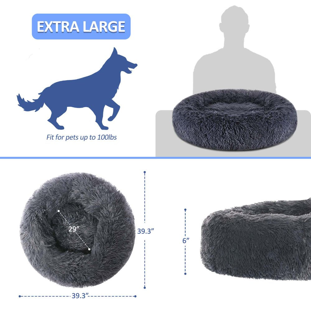 Focuspet Calming Donut Shag Cuddler 40" Dog Bed , for Large Size Dogs up to 100 Lbs, Anti-Slip & Water-Resistant Calming Bed Animals & Pet Supplies > Pet Supplies > Cat Supplies > Cat Beds PetPalace   