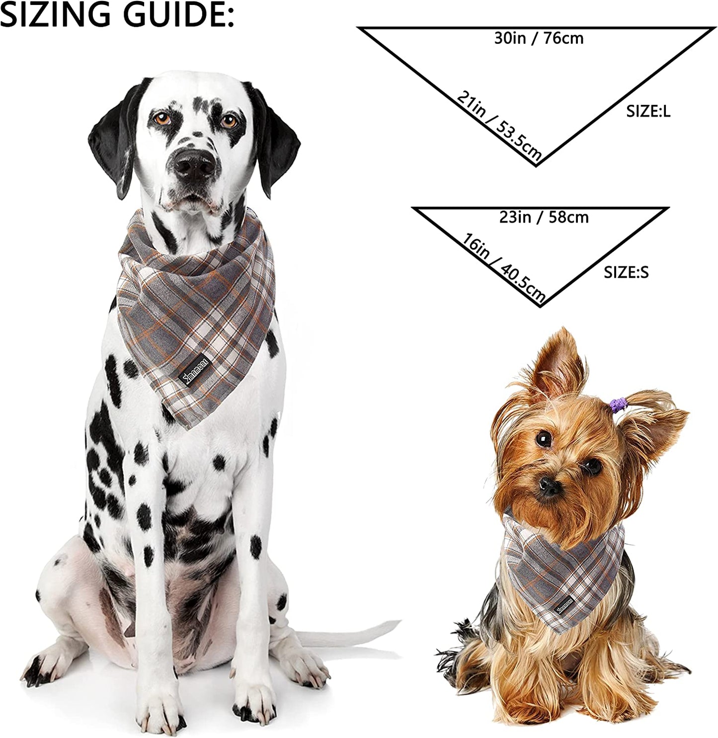 Soft Washable Plaid Bandanas for Dogs and Cats,Adjustable Triangle Bib Comfortable Scarfs for Girl Boy Dogs Puppies (Grey, Large) Animals & Pet Supplies > Pet Supplies > Dog Supplies > Dog Apparel MAMORE   