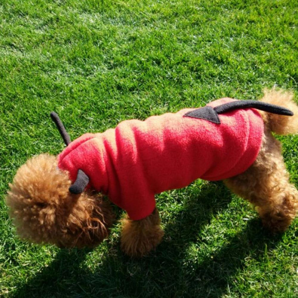 Dog Costume Devil Bull'S Horns Design Pet Halloween Hoodies Theme Party Hooded Winter Warm Coat for Small Medium Dogs Cats Pet Apparel Animals & Pet Supplies > Pet Supplies > Cat Supplies > Cat Apparel Canopy   