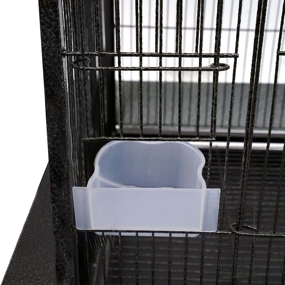 Miumaeov Bird Cage Open Top Standing Parrot Parakeet Cage with Rolling Stand Large Metal Bird Flight Cage for Conure Parakeet Cockatiel Finch Macaw Cockatoo Pet House, Black Animals & Pet Supplies > Pet Supplies > Bird Supplies > Bird Cages & Stands Miumaeov   