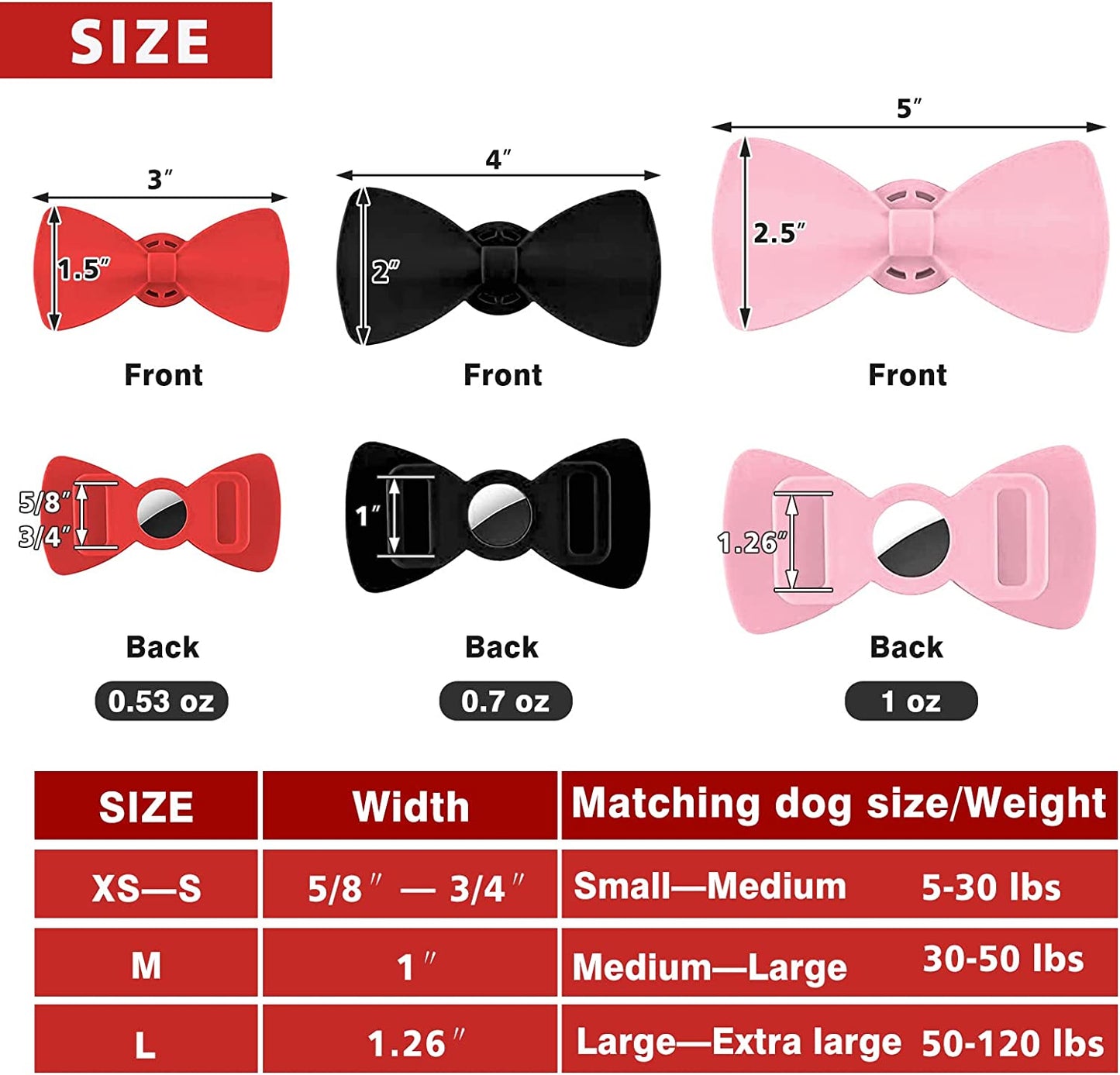 MOOGROU Airtag Dog Collar Holder(2 Pack) Compatible with Apple Airtag Tracker,Premium Silicone Bowtie Airtag Case for Pet Loops,Lightweight Air Tag Holder for Cat Collar Electronics > GPS Accessories > GPS Cases MOOGROU   