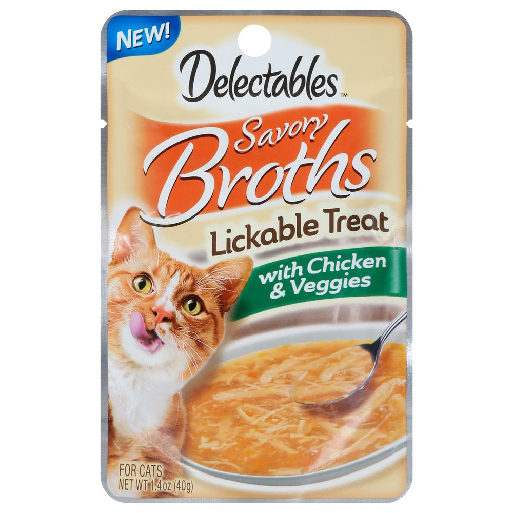 Hartz Delectables Savory Broths Lickable Wet Cat Treats for Adult & Senior Cats, 12 Pack, Chicken and Veggies Animals & Pet Supplies > Pet Supplies > Cat Supplies > Cat Treats The Hartz Mountain Corporation   