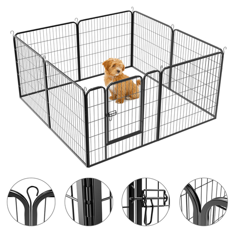 Smilemart 16 Panel Dog Pen Playpen Metal Pet Exercise Barrier for Indoor Outdoor, Black