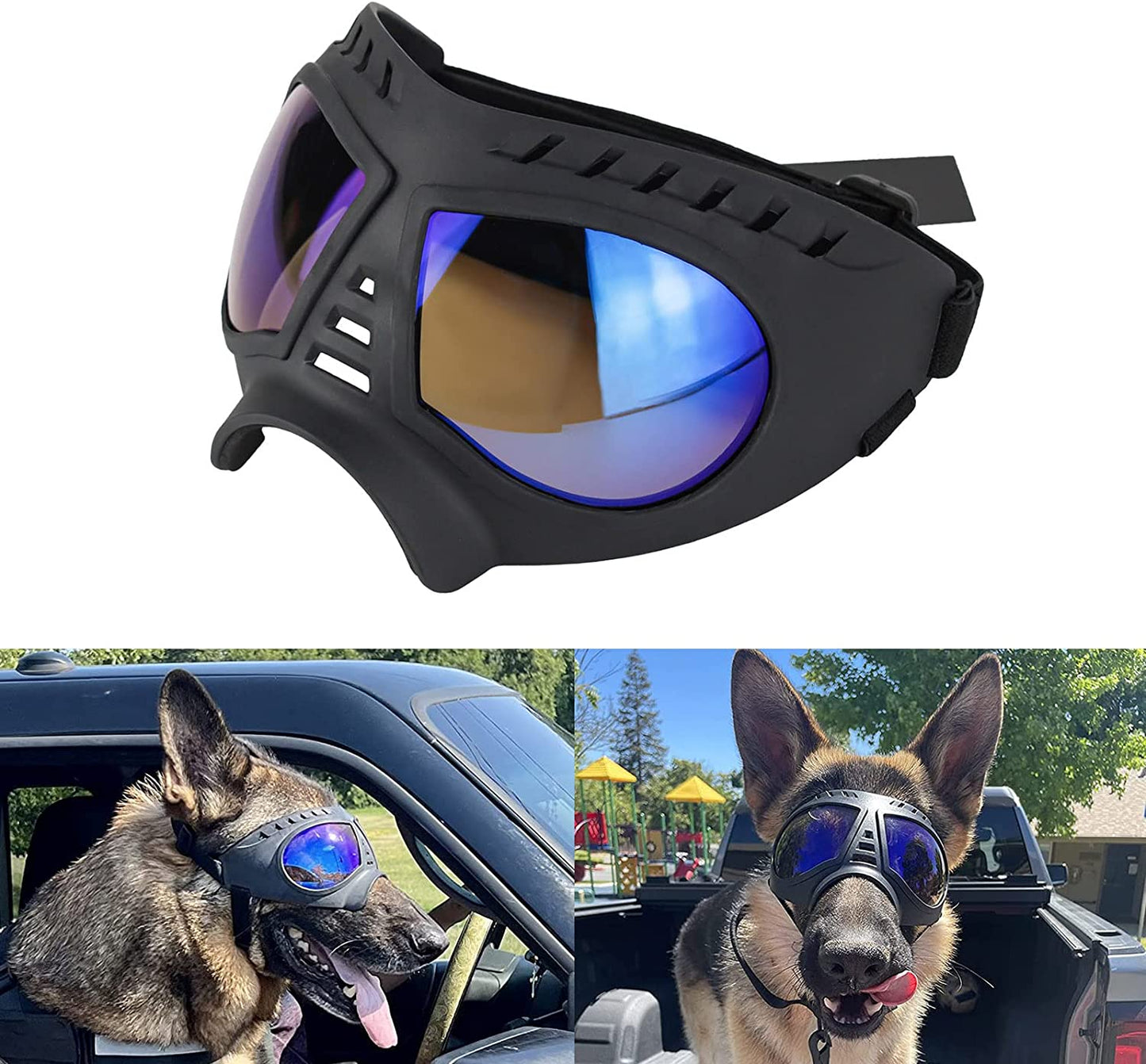 Dog Sunglasses Goggles Medium to Large Breed, Sun Light Protection Goggles for Medium Dogs, Windproof Large Dogs Mask Glasses for Outdoor Sports, Black Animals & Pet Supplies > Pet Supplies > Dog Supplies > Dog Apparel PETLESO Clear Large 