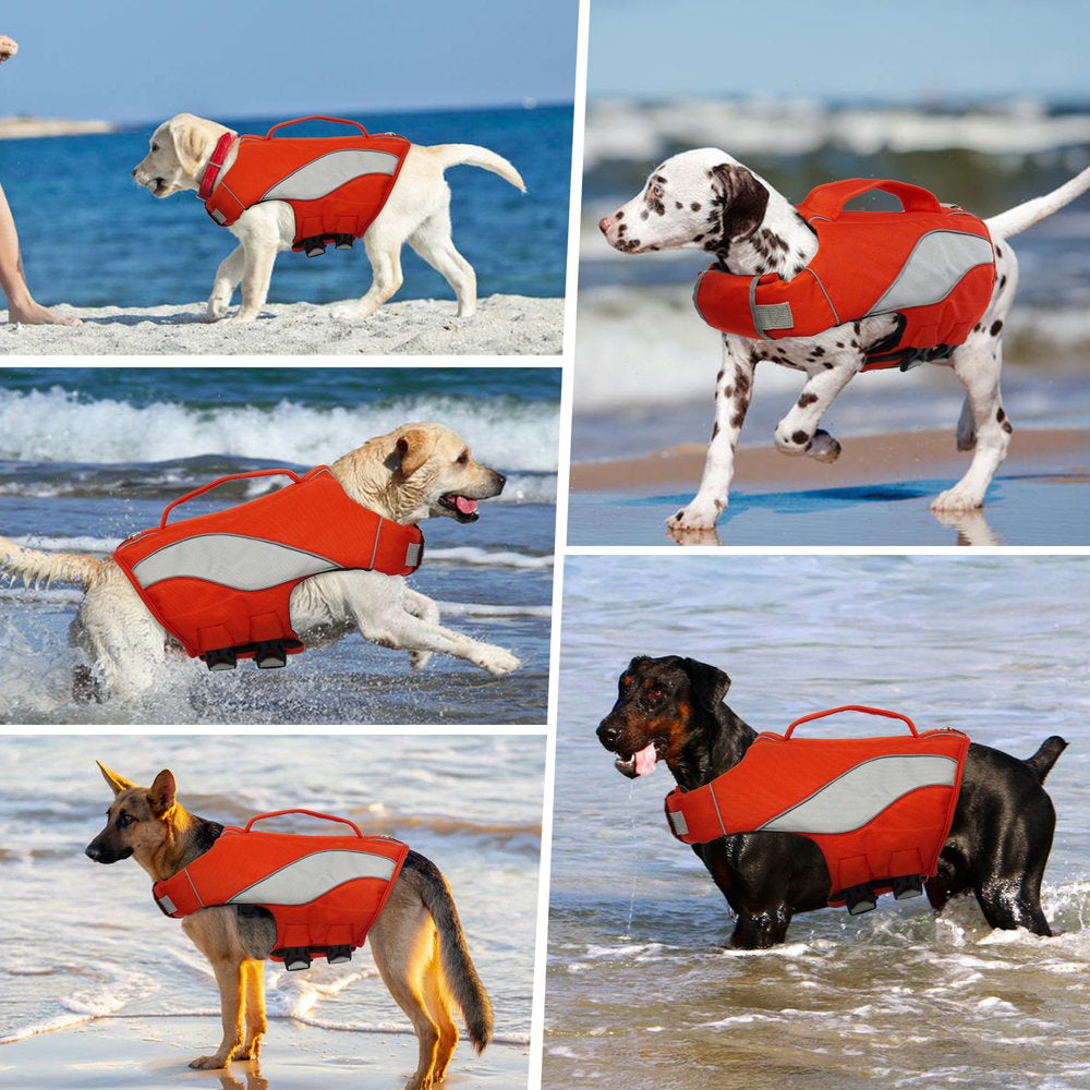 IDOMIK Dog Life Jacket, Reflective Dog Life Vest, Adjustable Ripstop Dog Lifesaver Pet Life Preserver with High Flotation Swimsuit for Small Medium and Large Dogs Animals & Pet Supplies > Pet Supplies > Dog Supplies > Dog Apparel IDOMIK   
