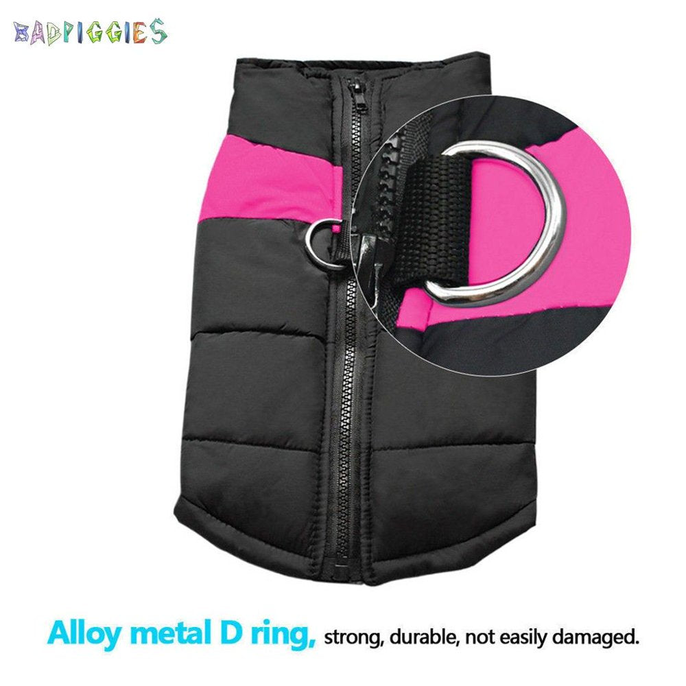 Badpiggies Waterproof Cold-Proof Dog Warm Vest Jacket Coat Winter Clothes for Small Medium Large Dogs Pets (M, Pink) Animals & Pet Supplies > Pet Supplies > Dog Supplies > Dog Apparel BadPiggies   