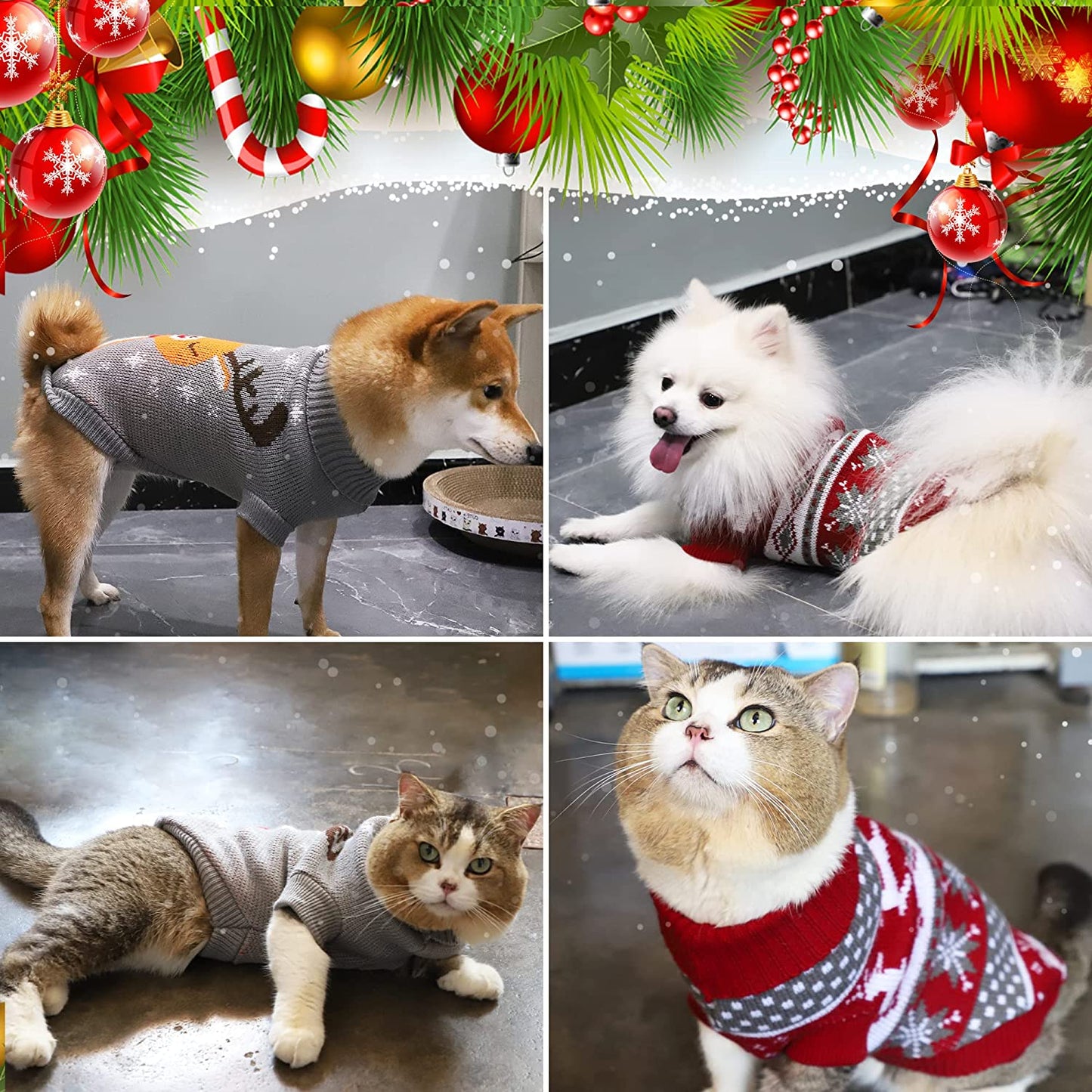 2Pack Dog Sweater Pet Reindeer Snowflake Sweaters for Cats and Small Dogs (Small) Animals & Pet Supplies > Pet Supplies > Dog Supplies > Dog Apparel SMPIQU   