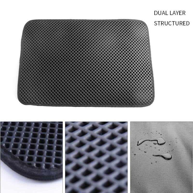 Cat Litter Mat, Double Layer Honeycomb Waterproof Urineproof Washable Litter Trapping Mat for Litter Boxes Easy Clean