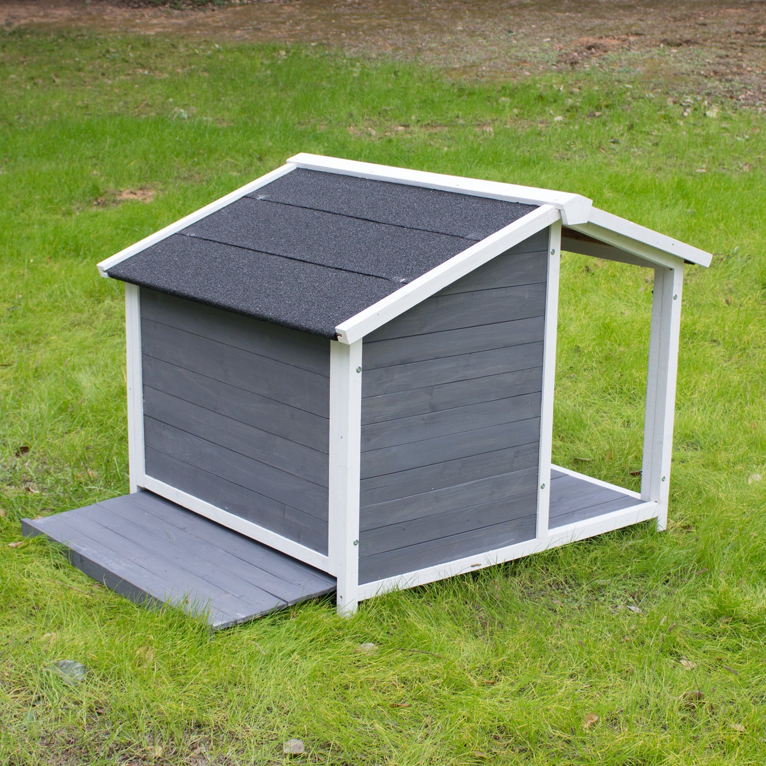 Aukfa Outdoor Wood Lodge Dog House, Pet Dog Puppy Shelter, Waterproof Dog House for Medium Pet Animals & Pet Supplies > Pet Supplies > Dog Supplies > Dog Houses Aukfa   