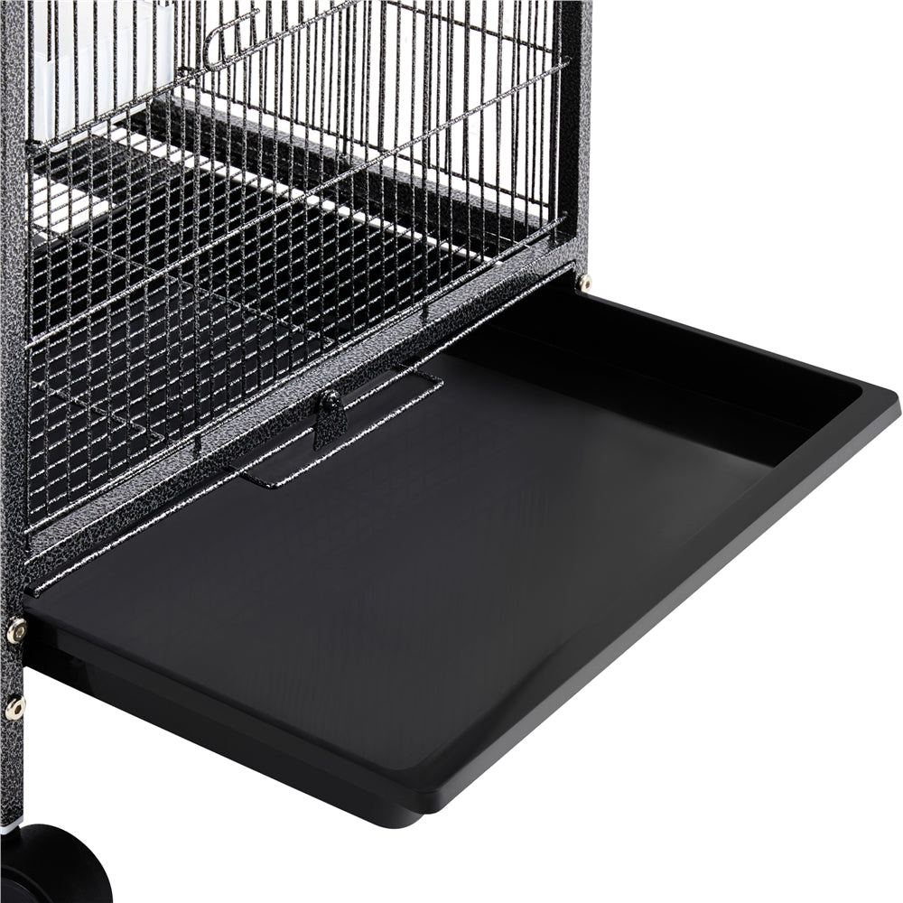 Topeakmart 40" H Wrought Iron Birdcage Open-Top Parrot Cage with Rolling Stand Black Animals & Pet Supplies > Pet Supplies > Bird Supplies > Bird Cages & Stands Topeakmart   