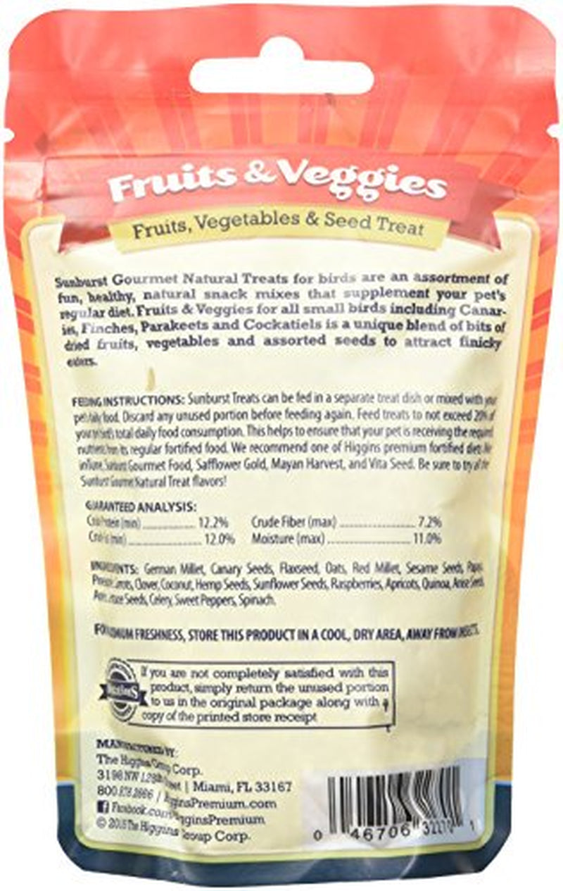 Higgins Group 466017 Sunburst Fruit/Vegetable Small 3 Oz Treat, 1Count, One Size Animals & Pet Supplies > Pet Supplies > Bird Supplies > Bird Treats Higgins Group   