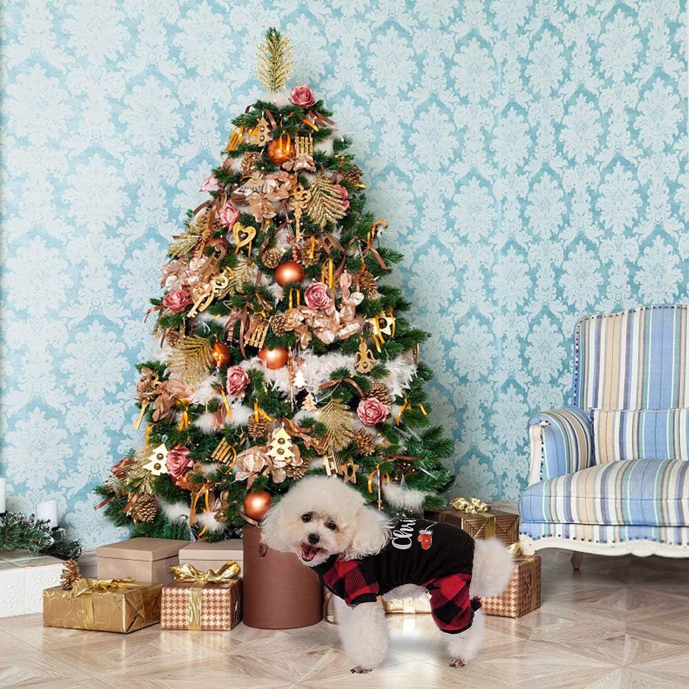 Christmas Dog Pajamas - Soft Comfortable Dog Sweater Warm Pet Winter Clothes Classic Plaid Puppy Pajamas, Medium Animals & Pet Supplies > Pet Supplies > Dog Supplies > Dog Apparel MR. Eazy   