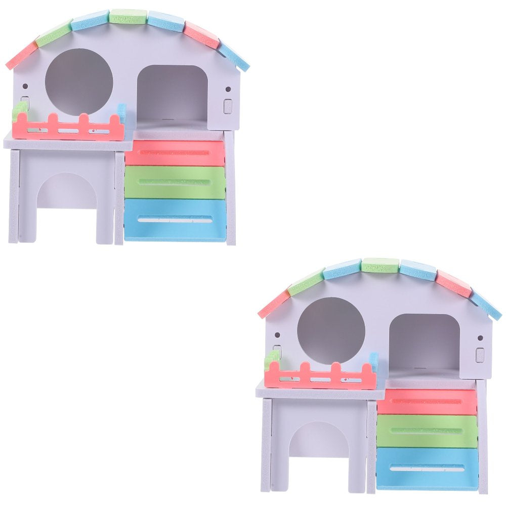 Frcolor Hamster Wooden House Hideout Villa Cabin Rabbit Hut Play Habitat Homes Cages Animal Sleeping Small Pet Wood Castle Rat Animals & Pet Supplies > Pet Supplies > Small Animal Supplies > Small Animal Habitats & Cages FRCOLOR   